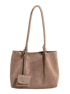Minimalist large matte tote bag with matching mini pouch and slim shoulder straps