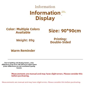 Spécifications détaillées pour le foulard en soie imprimé double face de 90 cm en sergé
