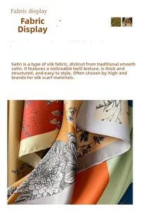 Macro shot of double-sided silk twill scarf showing detailed sunflower print and texture