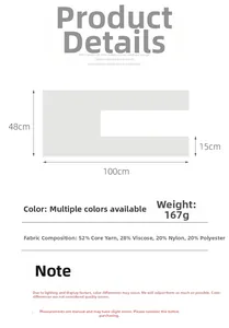 Detailed size chart for solid color knitted shawl showing 100x48cm dimensions and material