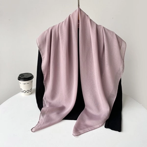 Detail of light purple chiffon hijab scarf showing its lightweight texture and clean seams