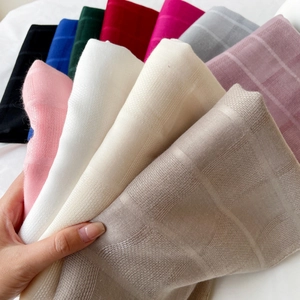 Bufanda larga de pashmina de color sólido con textura de cuadros finos para mujer