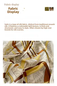 Dettaglio della sciarpa in seta con motivi paisley e geometrici giallo e marrone