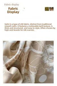Detailed view of luxury silk twill fabric with floral patterns and visible diagonal texture
