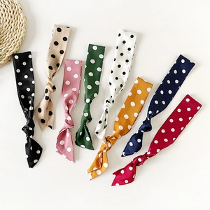 Women's Elegant Polka Dot Satin Narrow Scarf Long Ribbon Hair Tie Bag Handle Wrap Headband Minimalist Fashion Neck Scarf Accessory