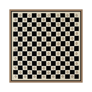 Dettaglio del foulard in seta a scacchi con motivi monogramma e bordi bicolore raffinati