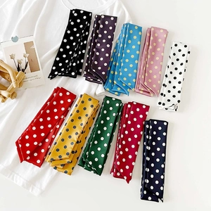 Women Fashion Satin Narrow Silk Scarf Polka Dot Leopard Striped Paisley Print Long Skinny Scarf Streamer For Hair Neck Bag Accessory