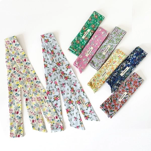 Damen Baumwolle Kleiner Schal Blumenmuster Langer Band Schal Doppelschicht Taschenband Haargummi Stirnband Dekorativer Schal Twilly