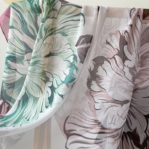 Elegant 90x90cm faux silk square scarf with floral print for spring and summer wear