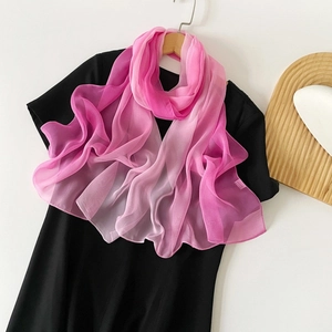 Damen Farbverlauf Chiffon Schal Elegant Regenbogen Leicht Atmungsaktiv Polyester Tuch Hidschab Weich Seidiges Gefühl Für Alltag Strand