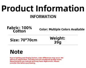 Specifications of the 70x70cm cotton leopard scarf showing material, weight and dimensions