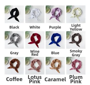 Detailed view of 12 color options for pleated pearl chiffon square scarves in a grid