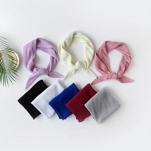 Detail showing various colors and pleated texture of chiffon headscarf set