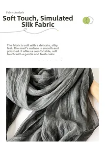 Detailed view of dark grey scarf fabric showing elegant pleated texture and silky sheen