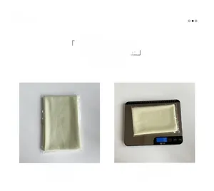Detailed view of light green chiffon scarf packaging and real weight display at 70g