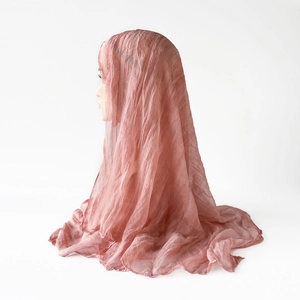 Bufanda Plisada Color Sólido para Mujer Ligera Hijab Textura Arrugada Protección Solar Transpirable Pañuelo Accesorio de Moda