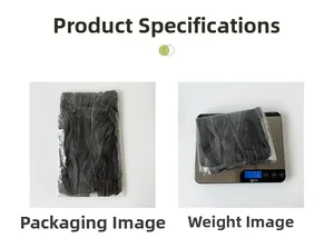 Detail showing solid color pleated jersey scarf weighing 56g in transparent packaging