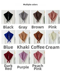 Collection of 90cm square chiffon headscarves in eleven solid colors for women