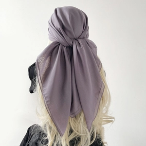 Elegant lavender pearl chiffon hijab scarf for women, lightweight breathable headwrap