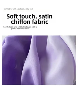 Detailed macro view of the purple gradient satin chiffon fabric with soft silky texture