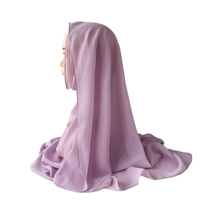 Hellvioletter Satin-Chiffon-Hidschab-Schal für Damen aus hochwertigem leichtem Stoff