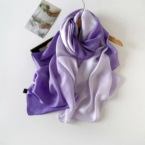 Gradient Satin Long Scarf For Women Lightweight Sun Protection Shawl Wrap Elegant Silk Feel Neck Scarf For Travel Daily