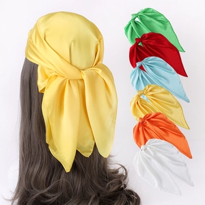 Eleganter Satin Quadratischer Schal Einfarbiger Mode Bandana Haargummi Halstuch Kopftuch Für Damen Pendeln Täglich Zubehör
