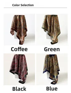 Gedetailleerde kleurselectiegids voor 90cm paisley zijden sjaals in bruin groen zwart blauw