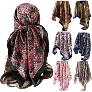 Vintage Paisley Bedrukte Satijnen Vierkante Sjaal voor Dames Elegante Silk Feel Hoofddoek Sjaal Wrap Mode Tas Sjaal Grote Bandana