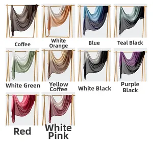 Detail view of lightweight chiffon gradient scarves in ten various color options