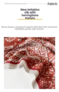 Détail du tissu en faux soie avec motif à chevrons et imprimé floral vintage