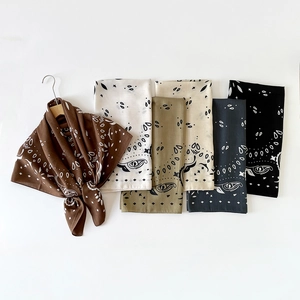 Paisley Print Square Scarf Bandana For Women 90cm Satin Silk Like Headscarf Bohemian Vintage Large Neck Scarf Wrap Gift