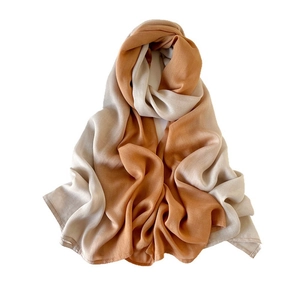 Solid ombre long headscarf wrap and shawl for women in beige and brown gradient