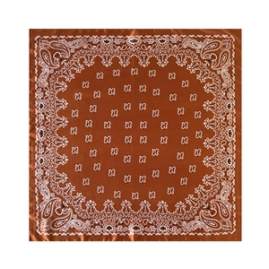 Bronzen zijde-achtige satijnen vierkante sjaal met paisley en bloemmotieven
