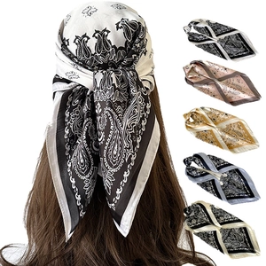 Women Paisley Satin Bandana Scarf Silk Like Square Head Scarf Hair Band Neck Scarf For Travel Party Fashion Accessory