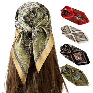 Women's Retro Paisley Floral Print Satin Bandana Square Scarf Bohemian Style Silk Like Hair Scarf Head Scarf For Daily Decoration