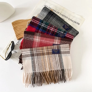 Classic Plaid Winter Scarf For Men Women Warm Imitation Cashmere Tassel Shawl British Style Soft Long Neck Warmer Wrap