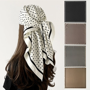 Women's Satin Polka Dot Scarf Elegant Large Square Silk Feel Neck Head Scarf Fashion Hair Accessories For Ladies Office
