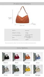 Maattabel voor crossbody tas met afmetingen 34x20x15.5cm en 8 beschikbare kleurvariaties