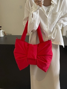 Sac Sous le Bras en Tissu Oxford Forme de Nœud Mode Coréenne Femmes Grande Capacité Sac à Épaule Décontracté Été Couleur Unie