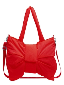 Sac à bandoulière en nylon rouge vif en forme de nœud avec bandoulière amovible