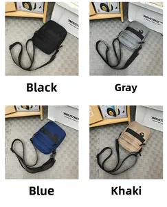 Collection of nylon men's crossbody bags in black, grey, blue and khaki colors