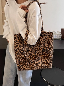 Modische Canvas-Einkaufstasche mit Leopardenmuster und großem Fassungsvermögen für Damen