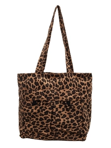 Modische Canvas-Einkaufstasche mit Leopardenmuster, großen Taschen und zwei Schultergurten