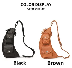 Aperçu des coloris pour sacs de poitrine en similicuir PU en noir et marron