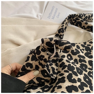 Close-up of leopard print canvas tote bag showing thick fabric texture and metal ring detail