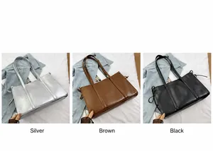 Comparaison détaillée des grands sacs cabas en argent, marron et noir avec nœuds latéraux