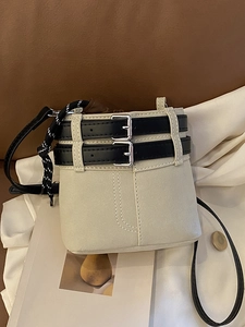 Piccola Borsa a Secchiello in Pelle PU Opaca da Donna Moda di Strada Fibbia Coulisse Borsa a Tracolla Per Tempo Libero