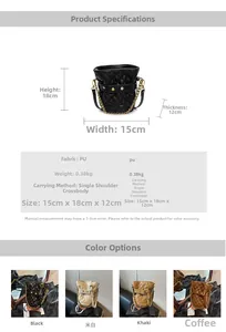 Quilted bucket bag dimensions 15x18x12cm with chunky chain strap and PU leather details