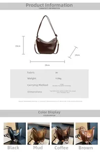 Detailed size chart and multi-color options for the minimalist PU leather bucket bag